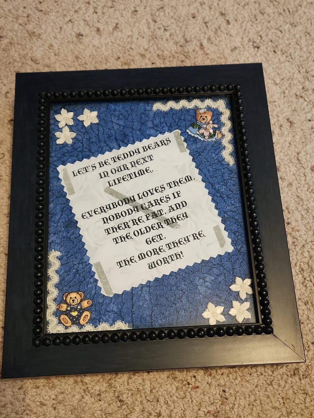 Lovely Lets Be Teddy Bear Saying Wall Hanging Picture